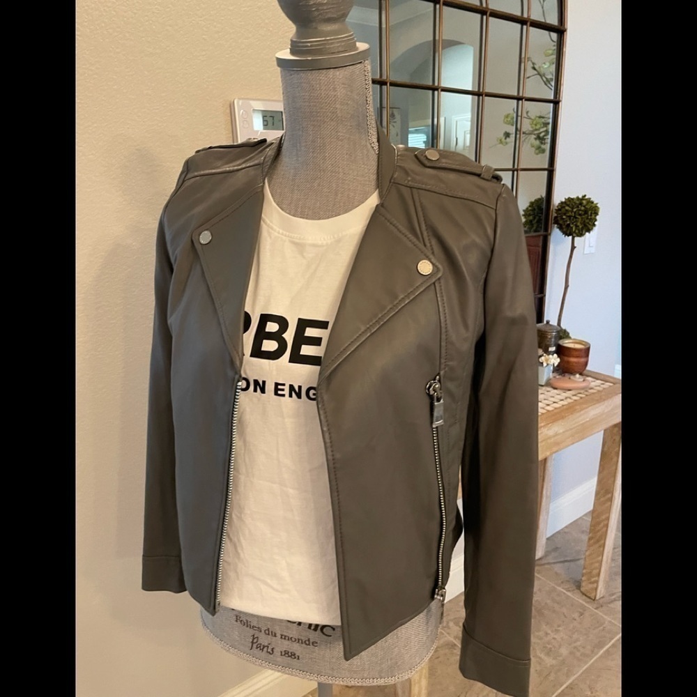 New - Armani Exchange vegan leather utility/bike jacket - Picture 1 of 11